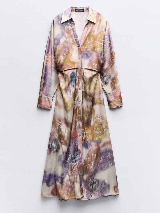 Other - NWT ZARA BLURRY PRINT SATIN EFFECT DRESS